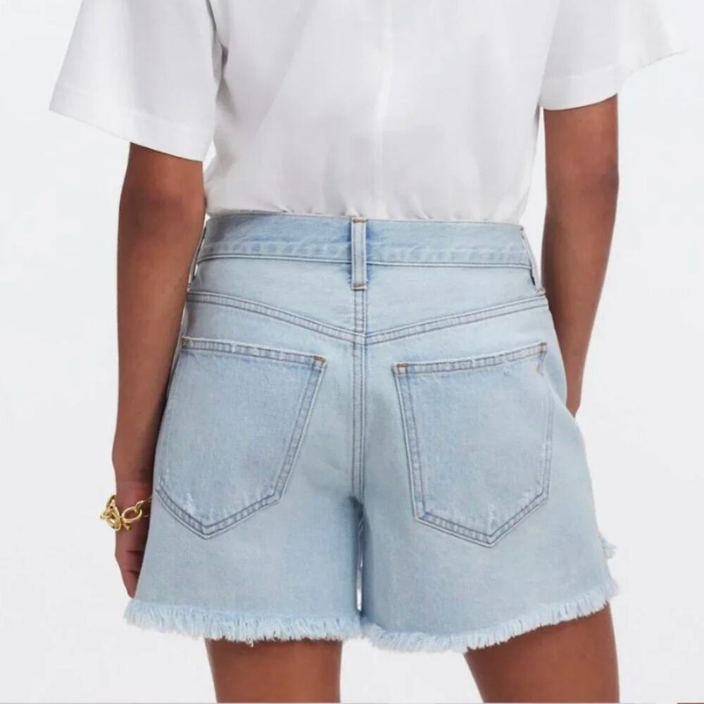 NWT Madewell Relaxed Mid-Length Denim Shorts - Light Wash - Blue - Size 24